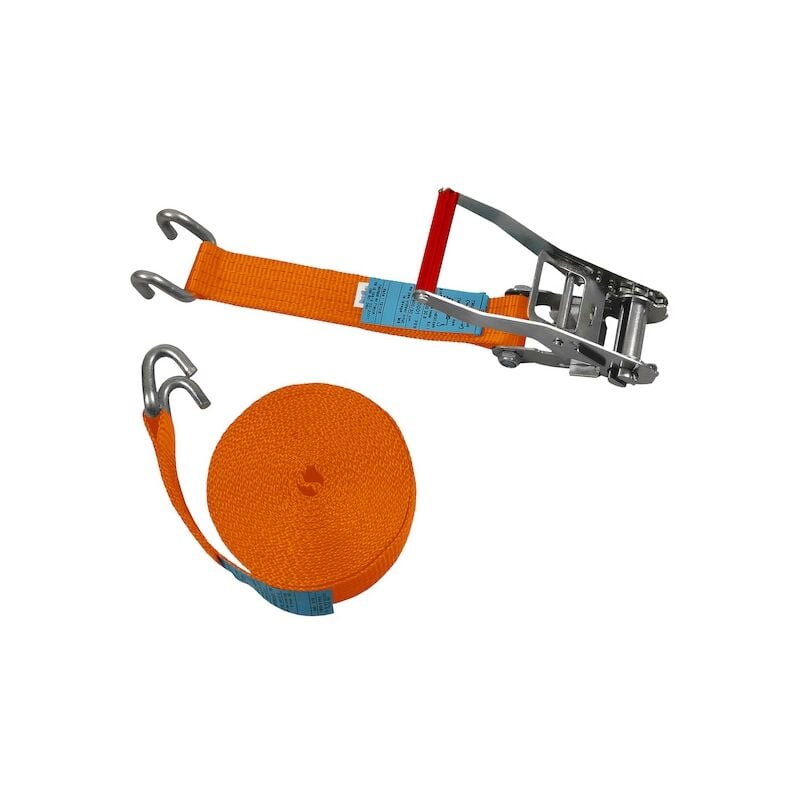 Sangle d'arrimage 2 parties Orange 9 mètres 7500 daN Crochets à bord de rives. doigts écartés Pms Industrie