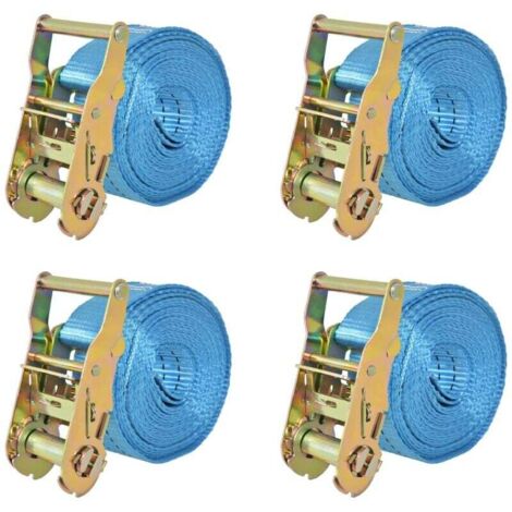 Sangle d’arrimage 4 pcs 2 tonnes 6 m x 38 mm Bleu Bleu
