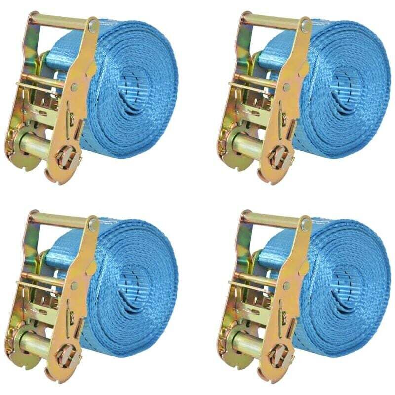 Sangle d'arrimage 4 pièces 2 tonnes 6 mx 38 mm Bleu Bleu