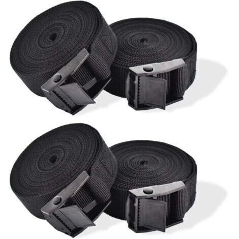 Sangle d'Arrimage, 4 Pièces Sangle de Serrage à Cliquet Sangles de Verrouillage Sangle avec Boucle de Serrage Sangle de Fixation pour Moto Voiture, Porte Vélo Bagages 2,5 cm x 1 m