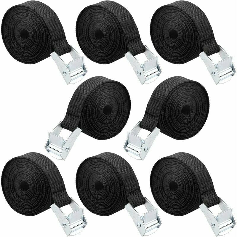 Sangle d'Arrimage, 8 Pièces Sangle de Serrage à Cliquet Sangles de Verrouillage Sangle avec Boucle de Serrage Sangle de Fixation pour Moto Voiture,