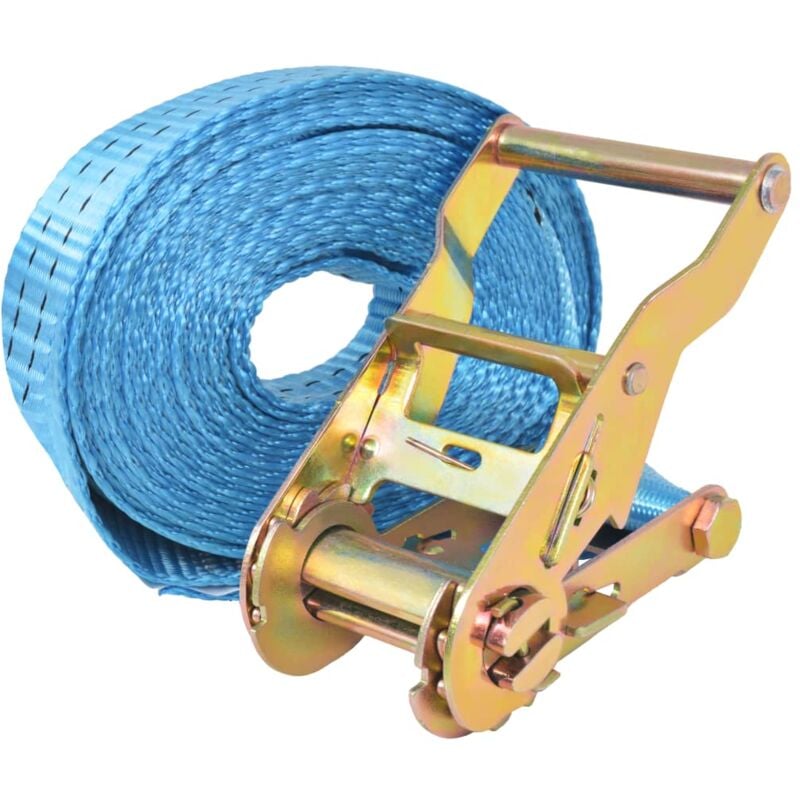 Lot de 10 sangles d'arrimage à cliquet 10 pièces 2 tonnes 6 m x 38 mm bleu