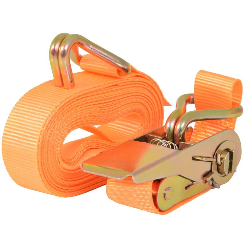 Lot de 4 sangles d'arrimage à cliquet 0,4 tonnes 6 m x 25 mm orange transport