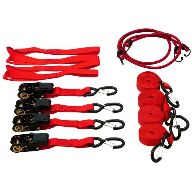 Sangle d'arrimage à cliquet 4,5 mètres x4 avec sandows x2