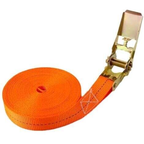 Sangle d'arrimage à cliquet 800 kg, 6 m x 25 mm, pour moto, voiture, remorque, bagages, orange