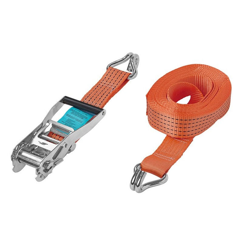 Sangle D'arrimage Avec Tendeur à Cliquet + 2 Crochets 8 Mètres 5000kg