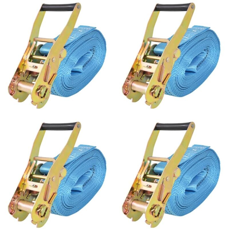 Sangle d'arrimage à cliquet 4 pièces 4 tonnes 8 m x 50 mm bleu transport
