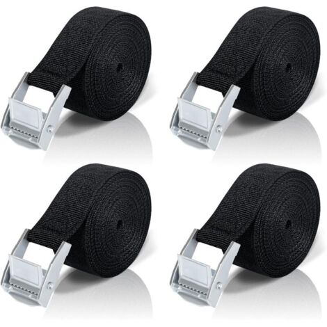 Sangle d'arrimage de 5 m, 4 sangles à cliquet avec boucle en alliage de zinc pour sécuriser les porte-vélos, les bagages et la traction.