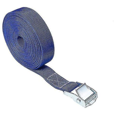 Sangle d'arrimage de voiture 2,5 m x 25 mm, robuste, à cliquet, en alliage de zinc et nylon, 8 couleurs (bleu).