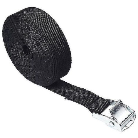 Sangle d'arrimage de voiture 2,5 m x 25 mm, robuste, à cliquet, en alliage de zinc et nylon, 8 couleurs (noir).