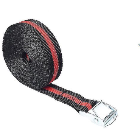 Sangle d'arrimage de voiture 2,5 m x 25 mm, robuste, à cliquet, en alliage de zinc et nylon, 8 couleurs : noir et rouge.