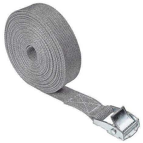Sangle d'arrimage de voiture à tension réglable 2,5 m x 25 mm, sangle à cliquet robuste, sangle de fixation pour bagages et chargement, alliage de zinc et nylon, 8 couleurs (gris).