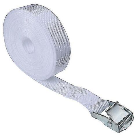 Sangle d'arrimage de voiture tendue 2,5 m x 25 mm, robuste, à cliquet, en alliage de zinc et nylon, 8 couleurs (dont blanc).