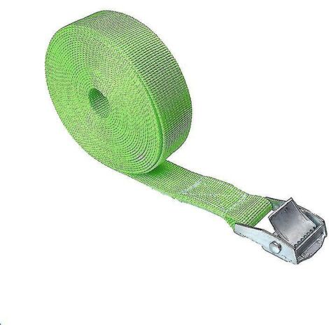 Sangle d'arrimage de voiture tendue 2,5 m x 25 mm, robuste, à cliquet, en alliage de zinc et nylon, couleur verte, pour bagages et chargement.