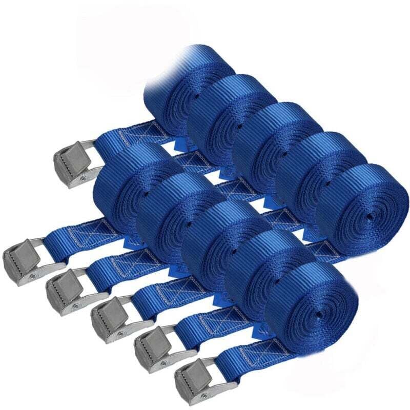 Sangle d'arrimage - Fixation bleue - Charge maximale 100 kg - 10 pièces (2,5 cm x 4 m)