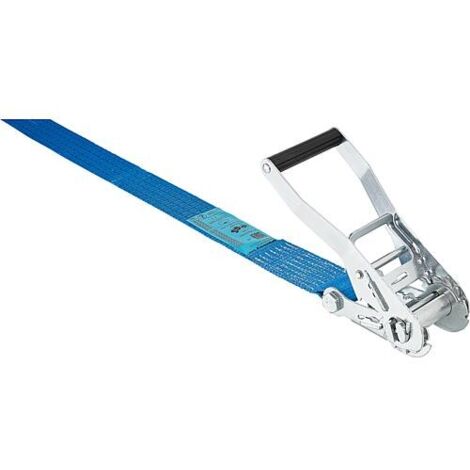 Sangle d’arrimage, une pièce DIN EN12195-2 bleu, sangle 50mm, L: 15,0m