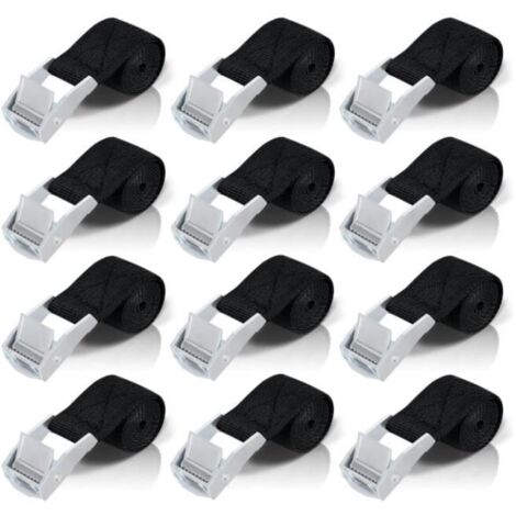 Sangle d'Arrimage - Value Pack - 12pcs - Moto - Blanc - Boucle en Alliage de Zinc