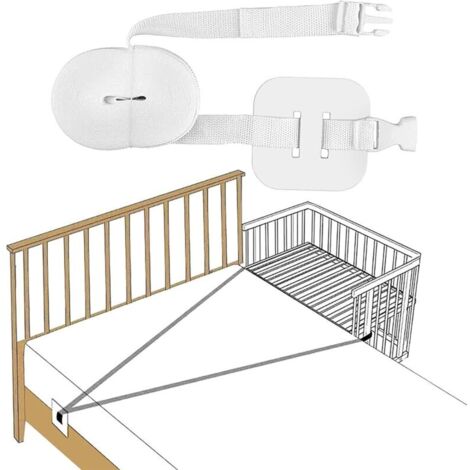 Sangle de berceau bébé 8 m, fixation latérale réglable pour bébé dormant avec un autre bébé, sangle de berceau universelle (blanche)
