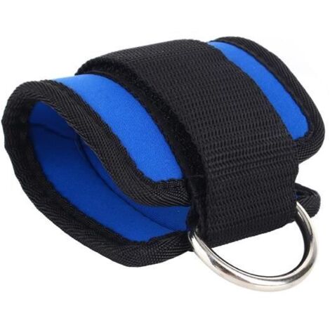 Sangle de Cheville pour Fitness et Musculation - VGEBY - avec Anneau en D - Blanc/Bleue