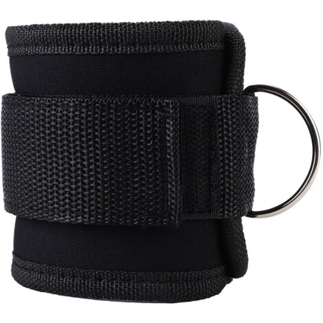 Sangle de Cheville pour Musculation, Renforcement des Jambes et Entraînement avec Poids (Noir)