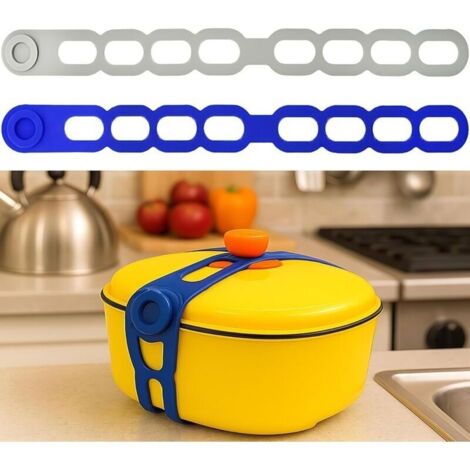 Sangle de Fermeture en Silicone pour Couvercle de Mijoteuse, Casserole, Lot de 2 Attaches Élastiques Réutilisables avec Verrouillage Automatique, Sangle de Fixation pour Regrouper Rideaux, Câbles