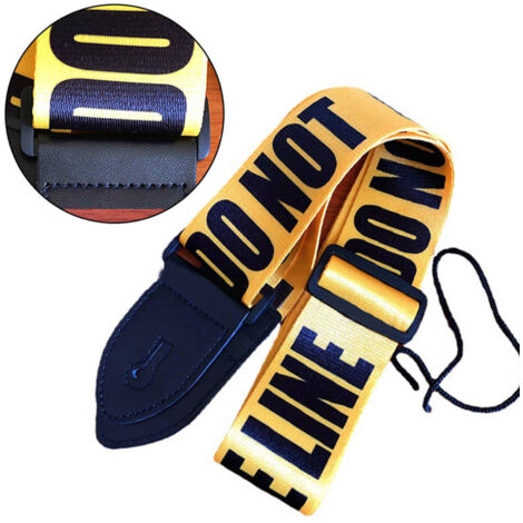 Sangle de Guitare en Polyester et Cuir PU pour Ukulele et Guitare Acoustique, Design à Lettres Jaunes