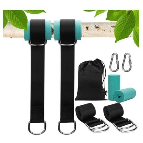 Sangle de Hamac - Sans Marque - 2x150CM - Nylon et Acier Inoxydable - Protection des Arbres - Installation Facile