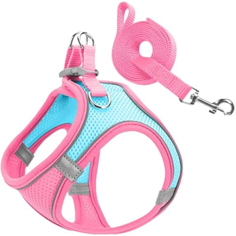Sangle de poitrine réfléchissante pour animaux de compagnie (rose, S)-Fei Yu