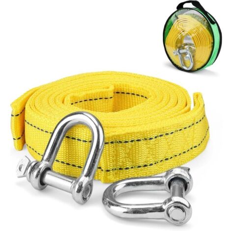 Sangle de Remorquage, 5M Sangle Remorquage, 5 Tonnes Sangle Remorquage d'urgence, avec Sac de Rangement et Crochet en Forme de U, Convient pour Le Remorquage et Le Sauvetage de Voitures
