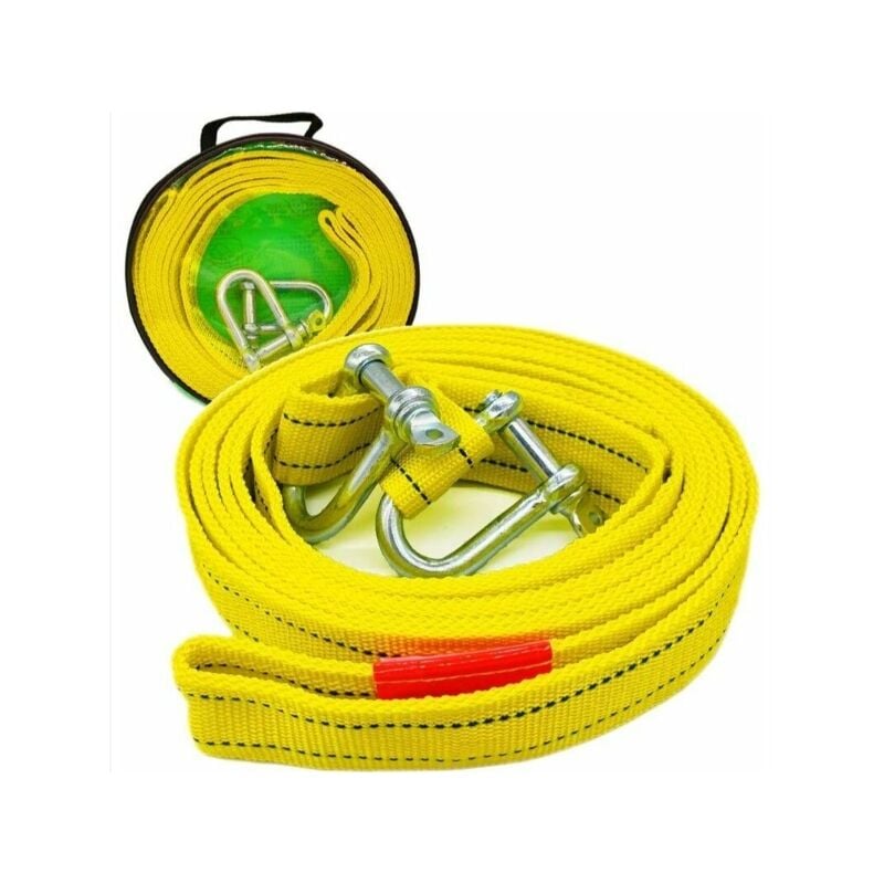 Alovez - Sangle de remorquage haute résistance avec deux crochets de sécurité en d pour treuil, capacité de 5 tonnes et longueur de 5 m