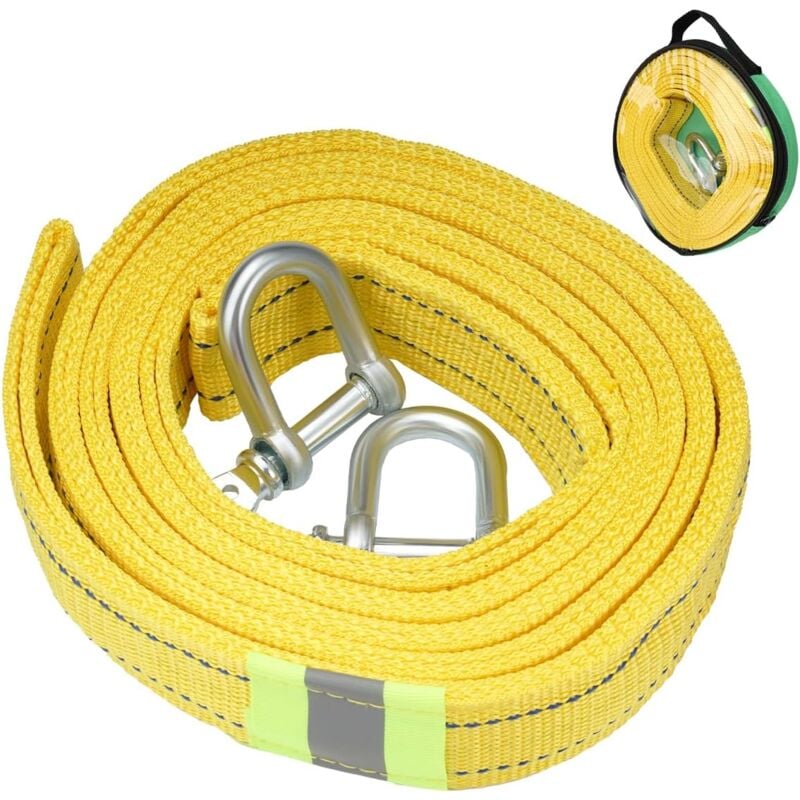 Readcly - Sangle de remorquage haute résistance avec deux crochets de sécurité en d pour treuil, capacité de 5 tonnes et longueur de 5 m