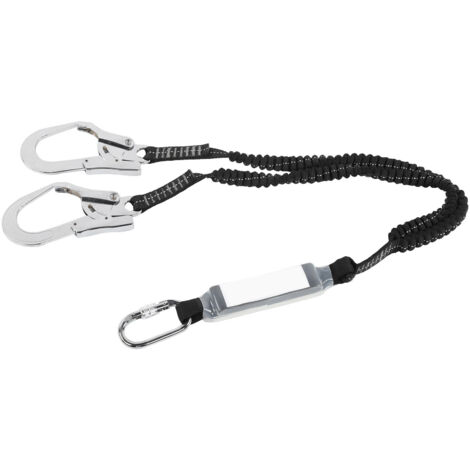 Sangle de sécurité anti-chute élastique avec double crochet en acier pour travaux en hauteur
