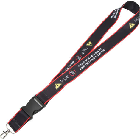 Sangle de sécurité pour télécommande FPV, anti-perte en nylon robuste avec message d'avertissement, couleur rouge.
