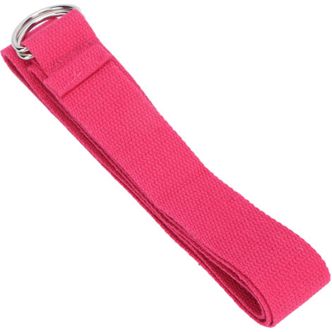 Sangle de Stretching en Coton Rigide avec Boucle en D - Accessoire d'Assouplissement Yoga (Rose Vif)