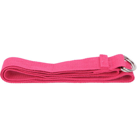 Sangle de Yoga en Coton Non Élastique avec Boucle en D - Bande d'Étirement Fitness (Rose Rouge)
