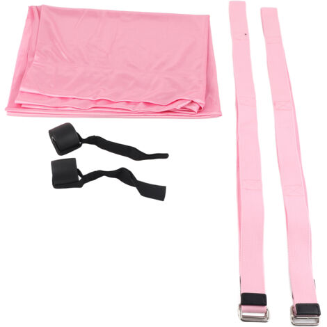 Sangle d'entraînement élastique rose pour étirement des jambes, capacité de charge élevée, pliable et ajustable, équipement de fitness souple.