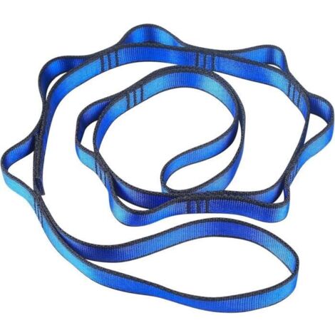 Sangle d'Extension Réglable, Corde d’Escalade Multi Boucles, 110cm Élingue Bandes d'Exercice pour Stretching, Pilates, Fitness-Bleu