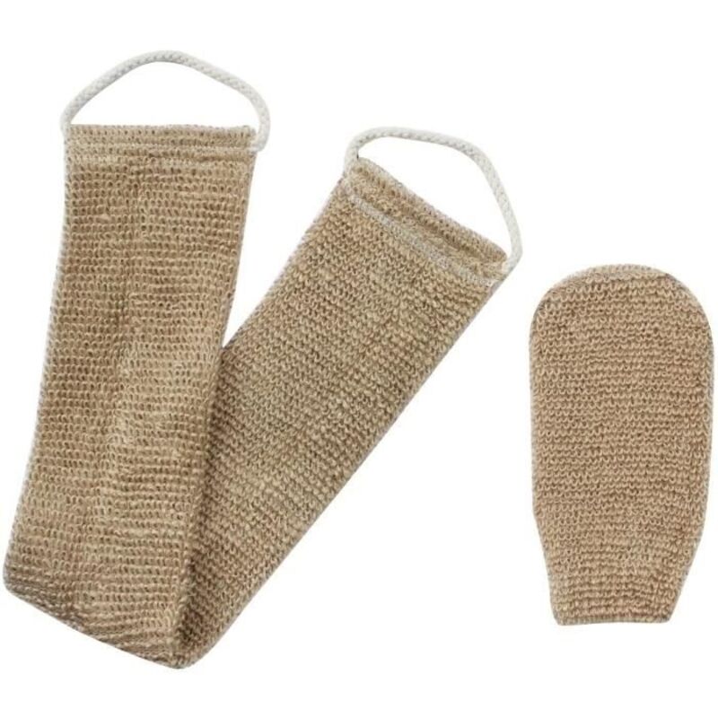 Sangle Lave Dos, Eponge Exfoliante Dos, Lanière Crin Gants de Crin en Chanvre Naturel pour Dos Corps Bain Douche Hommes Femmes