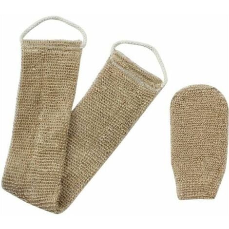 Sangle Lave Dos Gant de Crin Eponge Exfoliante Dos en Chanvre 100% Naturel pour Corps Dos Douche Bain Hommes Femmes,Tanètue