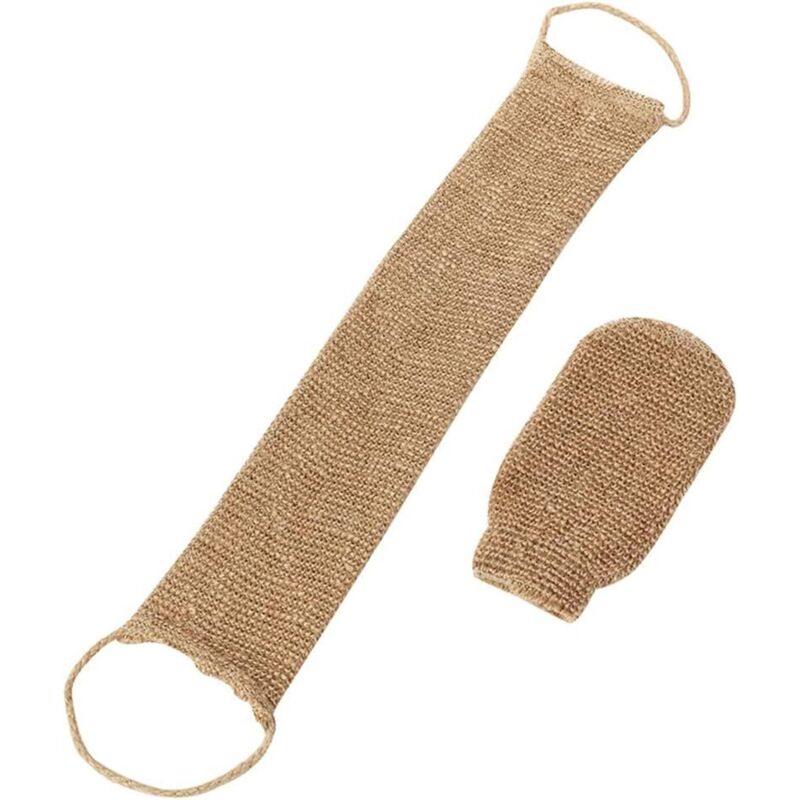 Sangle Lave Dos, Lanière Crin Gant Exfoliant, Bande Dos Exfoliante en Chanvre Naturel pour Dos Corps Bain Douche Homme Femme
