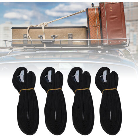 Sangle pour bagages - 4 sangles ajustables polyester 2.5 cm 5 m Noir pour voyage camping
