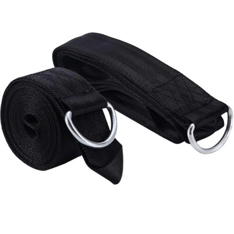 Sangle pour hamac, kit de suspension pour balançoire d'arbre de 2 m, sangles robustes avec mousqueton, supporte jusqu'à 1000 kg (noir, 2 pièces)