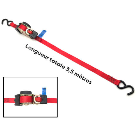Sangle rétractable à enrouleur automatique l.25 mm x L. 3,5 M + crochet fer 253 LC 600 daN Easy-28 - Cobaltix