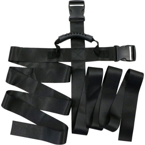 Sangle Transport Boîtes Réglable Meubles - 1 Ceinture de Déménagement Noire avec Poignées, Sangles de Levage pour Le Déplacer et Le Soulever, Convient pour Les Objets Lourds, Les caisses etc.