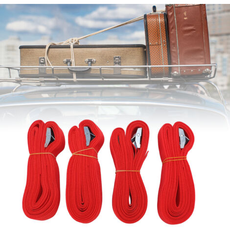 [Sangle Voyage] Sangles Polyester Premium 4PCS 2.5cm x 5m avec Fermeture Rapide Rouge pour Bagages Camping Stockage Multifonction