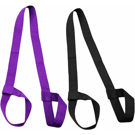 Sangle Yoga,Yoga Mat Strap,2 Pack Réglable Tapis de Yoga Sangle Sling Transportant Sangle (Noir+Purple) ZQYRLAR