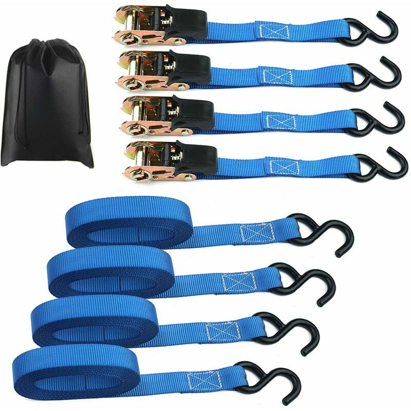 Simplicity - tonchean Tendeur à cliquet,Sangles à cliquet - Kit de 4 sangles à cliquet, sangles de 5 m avec tendeur à cliquet Sangles à cliquet pour