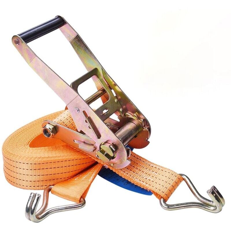 Sangles à cliquet,Sangles d'arrimage 10M x 50mm pour classé 2000 kg capacité avec Crochet tendeur Sangles de Serrage