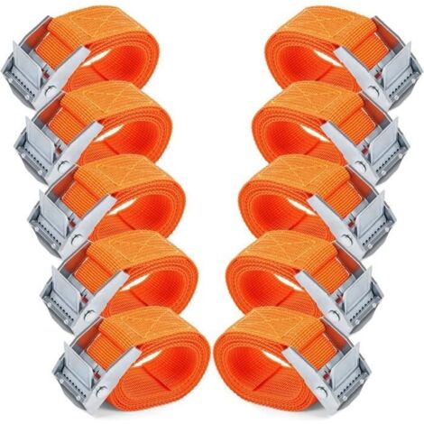 Sangles d'arrimage 1M - 10 Pcs Sangle Cliquet avec Boucles à Came Alliage Antirouille Réglable à Dégagement Rapide Sangle Arrimage
