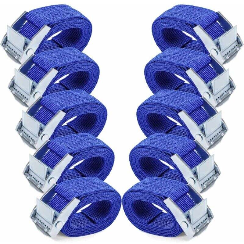 Sangles d'arrimage 1M - 10 Pièces Sangle Cliquet avec Boucles à Came Alliage Antirouille Réglable à Dégagement Rapide Sangle Arrimage pour Transport